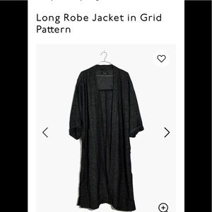 Madewell long robe jacket in grid pattern